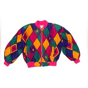 SOLD • Host Pick 🎉 Vintage Vibrant Carol Horn Workshop Bomber Jacket Size Large